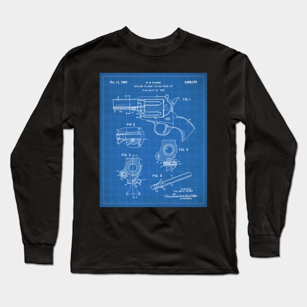 Ruger Revolver Patent - Gun Enthusiast Firearms Art - Blueprint Long Sleeve T-Shirt by patentpress